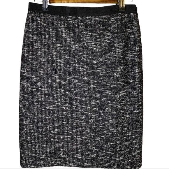 Ann Taylor Skirt Women's Sz 8 Wool Blend Dark Academia Office Tweed Midi-Length - Picture 2 of 5